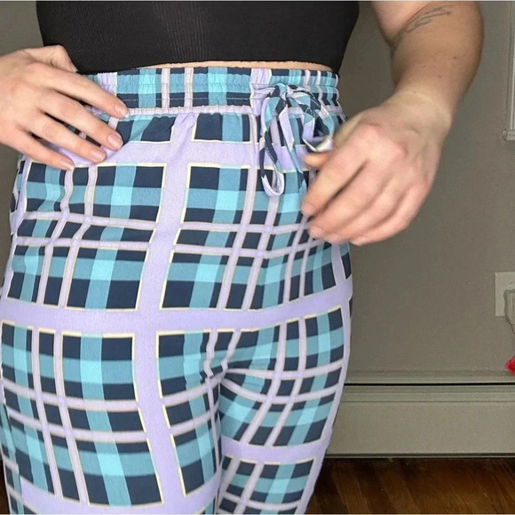 Pastel Plaid Pants with Elastic Waist - Picture 4 of 4